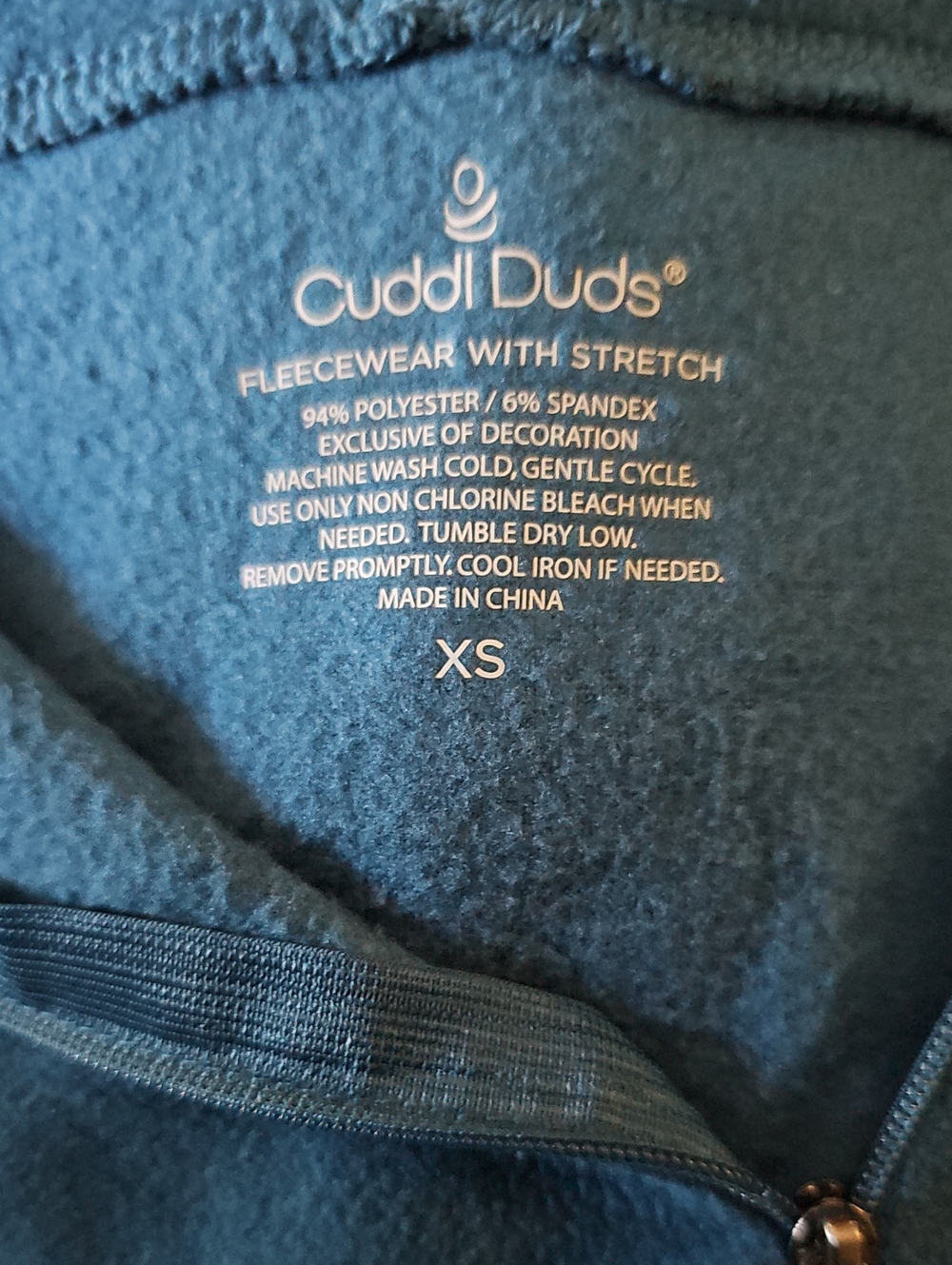 Cuddl Duds Fleecewear Half Zip Hoodie with Stretch Long Sleevel Turquoise XS New - Picture 3 of 10